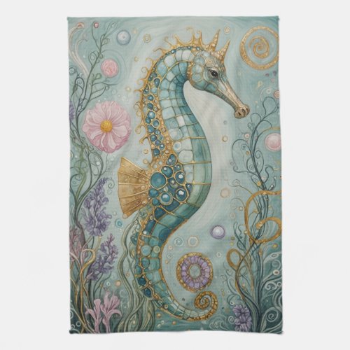 Shimmering Seahorse Sanctuary Kitchen Towel