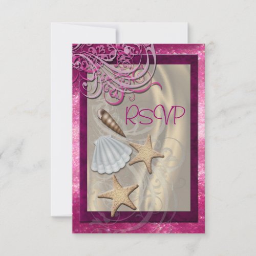 Shimmering Seashell Pink Beach Rsvp Invitation
