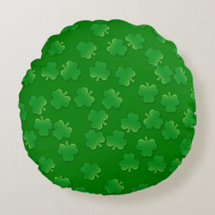 Shimmering Shamrocks Round Pillow