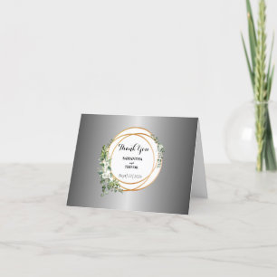 Shimmering Silver And Golden Rings Thank You Card
