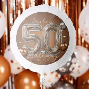 Shimmering Silver Bronze Metallic 50th Birthday Balloon