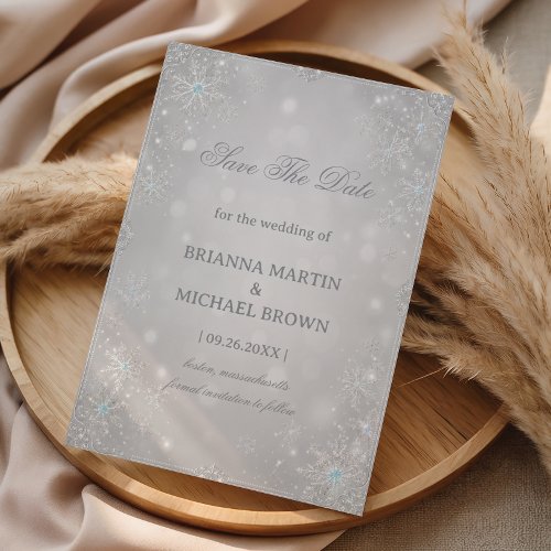 Shimmering Silver Frosted Winter Elegance Save The Date