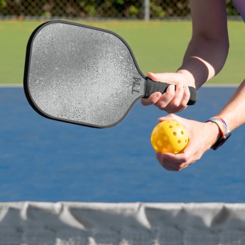 Shimmering silver_gray iridescent texture pickleball paddle