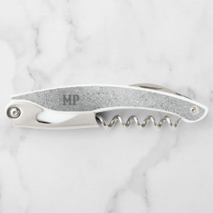 Shimmering silver gray iridescent texture waiter's corkscrew