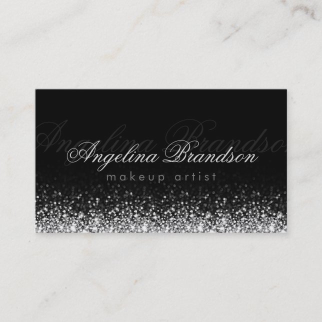 Shimmering Silver Light Makeup Damask Black Card (Front)