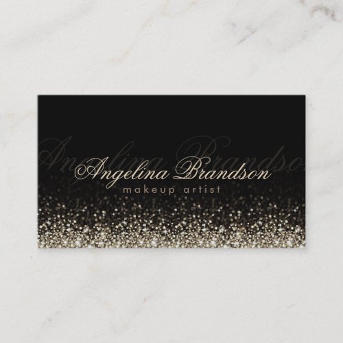 Shimmering Silver Makeup Artist Damask Black Card Business Card Template