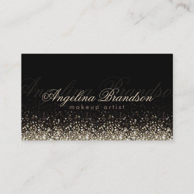 Shimmering Silver Makeup Artist Damask Black Card (Front)