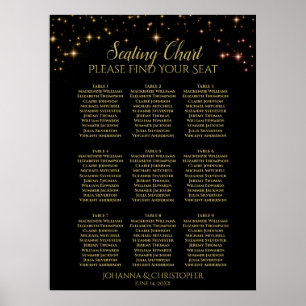 Shimmering Sparkles 9 Table Wedding Seating Chart