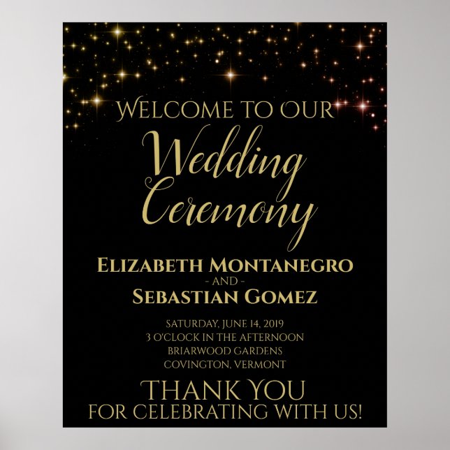 Shimmering Sparkles Welcome to our Wedding Sign (Front)