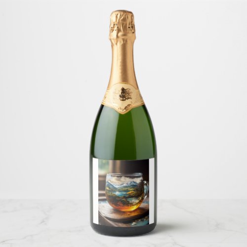 Shimmering Splendor The Sheimpion Bottle for Spa Sparkling Wine Label