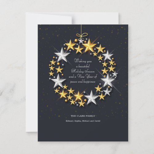 Shimmering Stars Wreath Holiday Card