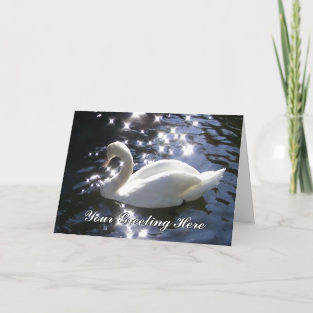 Shimmering Swan Greeting Card (Front)
