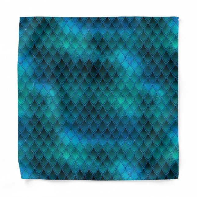 Shimmering Teal & Glitter Dragon Scales Bandana (Front)