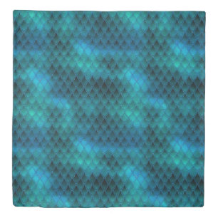 Shimmering Teal & Glitter Dragon Scales Duvet Cover