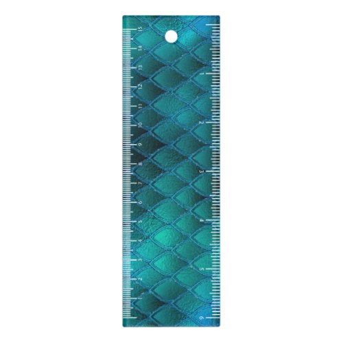 Shimmering Teal  Glitter Dragon Scales Ruler