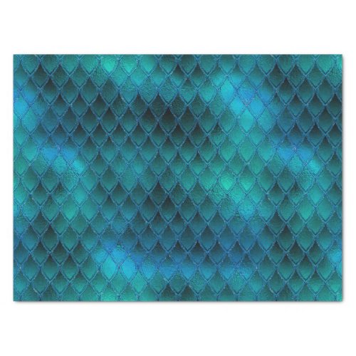 Shimmering Teal  Glitter Dragon Scales Tissue Paper