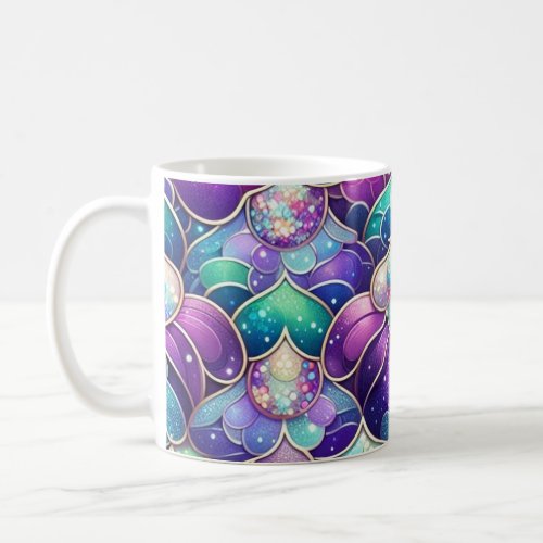 Shimmering Teal Purple Mermaid Tail Print Coffee Mug