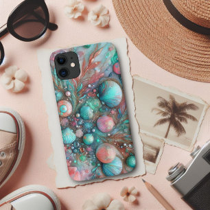 Shimmering Turquoise and Pink Seashell Delight iPhone 11 Case