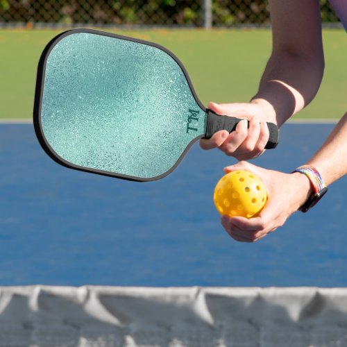 Shimmering turquoise iridescent texture pickleball paddle