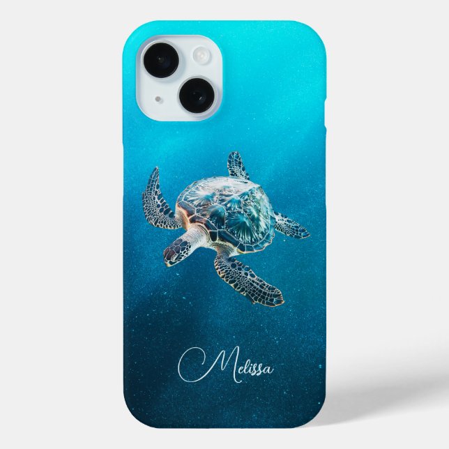 Shimmering Turquoise Sea Turtle | Coastal Case-Mate iPhone Case (Back)