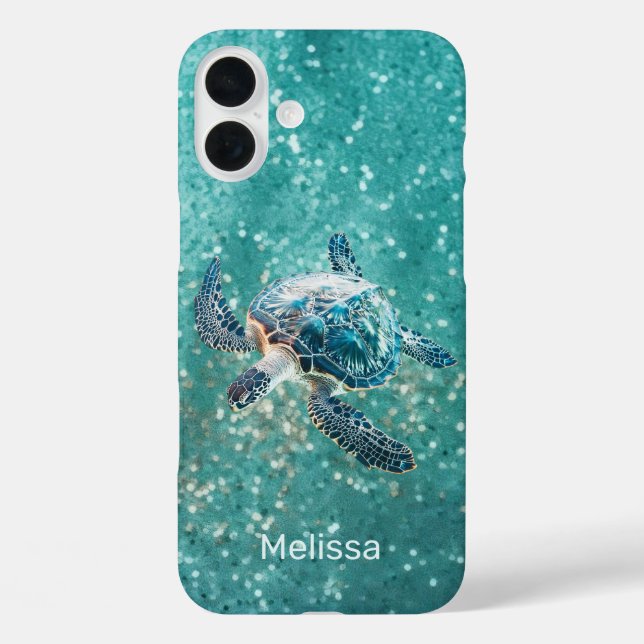 Shimmering Turquoise Sea Turtle | Coastal Case-Mate iPhone Case (Back)
