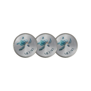 Shimmering Turquoise Sea Turtle Coastal Golf Ball Marker