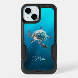 Shimmering Turquoise Sea Turtle   Coastal iPhone 15 Case