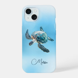 Shimmering Turquoise Sea Turtle Coastal iPhone 15 Case