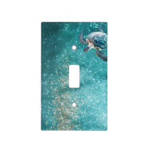 Shimmering Turquoise Sea Turtle   Coastal Light Switch Cover