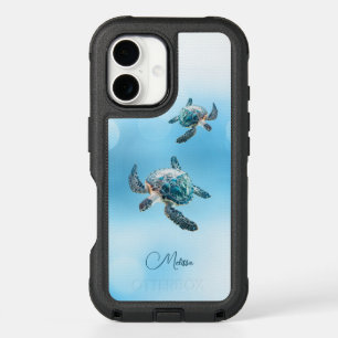 Shimmering Turquoise Sea Turtle   Coastal iPhone 16 Case