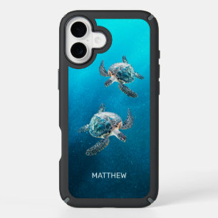 Shimmering Turquoise Sea Turtle   Coastal iPhone 16 Plus Case