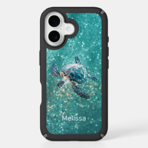 Shimmering Turquoise Sea Turtle   Coastal iPhone 16 Case