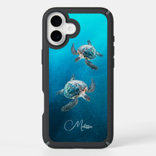 Shimmering Turquoise Sea Turtle   Coastal iPhone 16 Plus Case