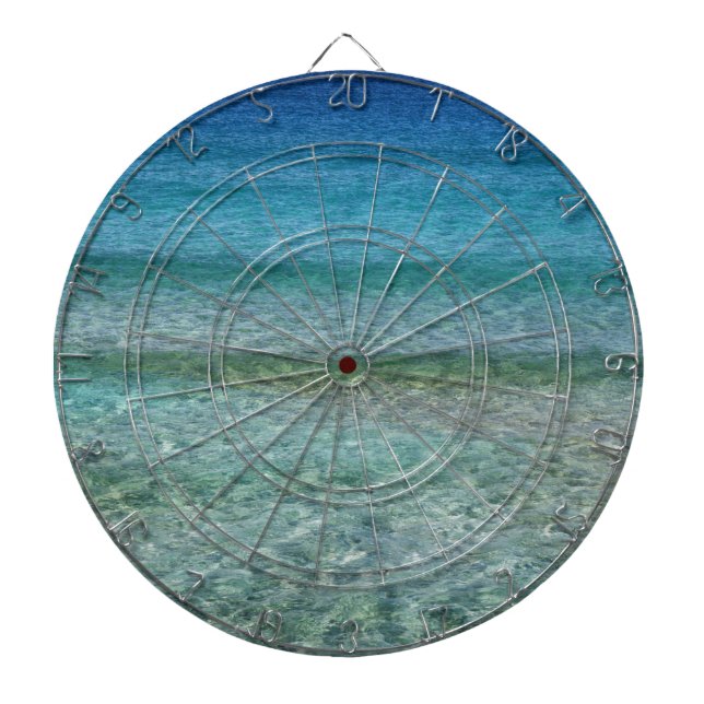Shimmering Water Green and Blue Dartboard With Darts (Front)