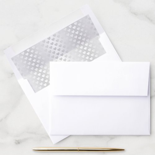 Shimmering White Wedding Hearts Envelope Liner