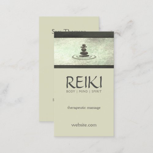 Shimmering Zen Stones Reiki Massage Therapist Business Card