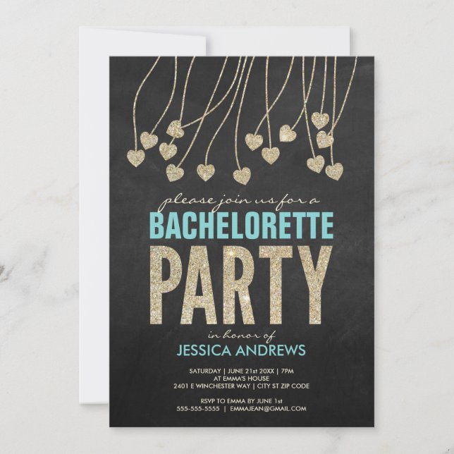 Shimmery Chic Bachelorette Party Invitation (blue) (Front)