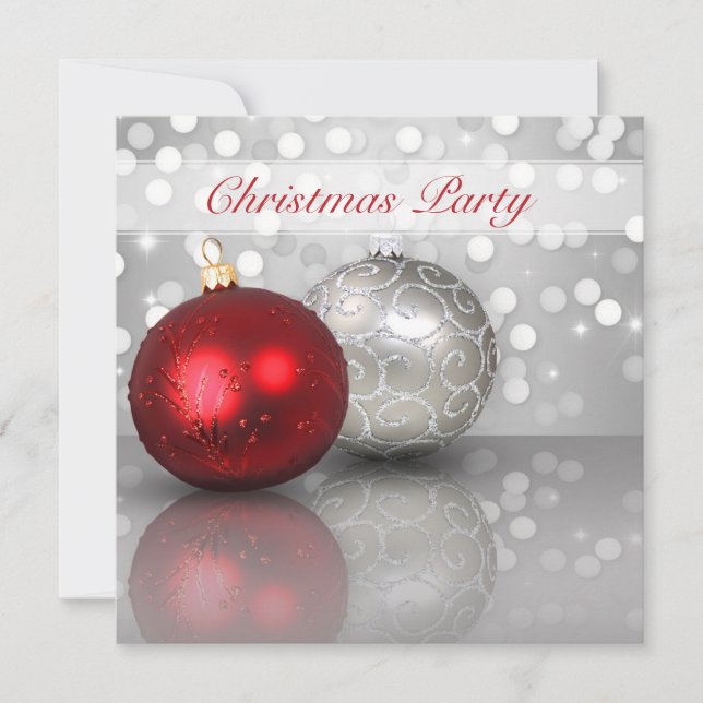 Shimmery Christmas Ornaments - Invitation (Front)