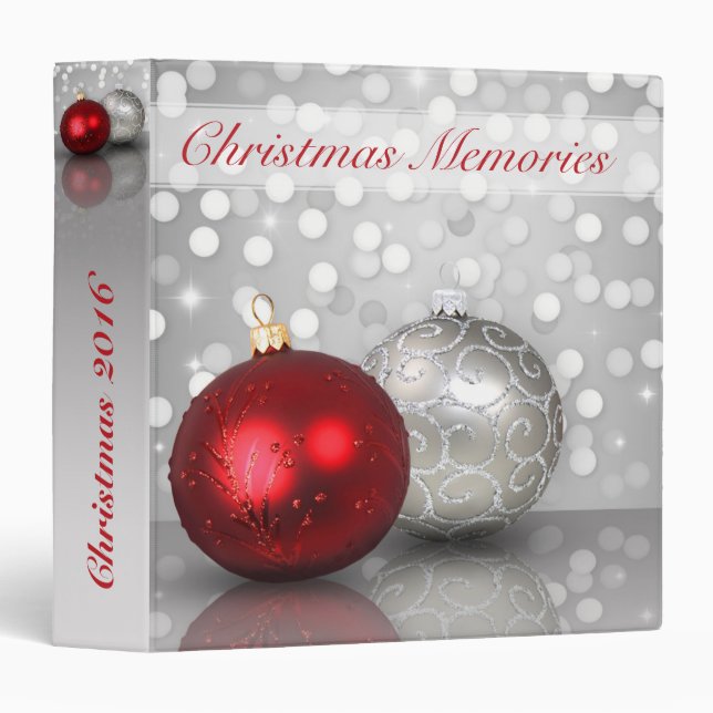 Shimmery Christmas Ornaments - Memories Binder (Front/Spine)