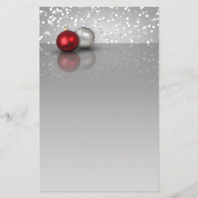 Shimmery Christmas Ornaments - Stationery (Front)