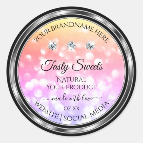 Shimmery Colorful Glitter Product Labels Diamonds