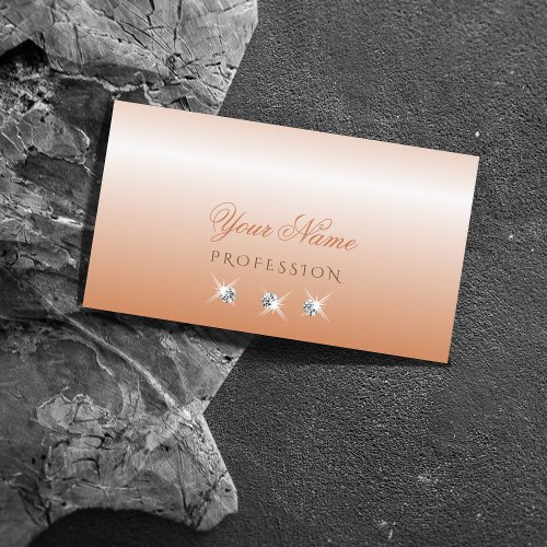 Shimmery Coral Ombre Sparkling Diamonds Stylish Business Card