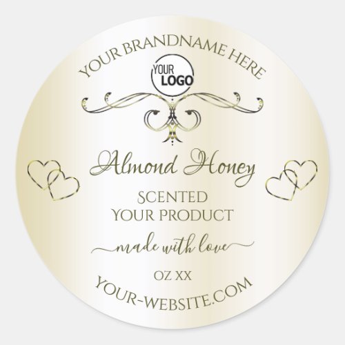 Shimmery Cream Ornate Product Labels Logo Hearts
