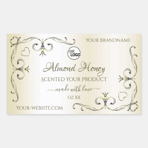 Shimmery Cream Product Labels Ornate Corners Logo