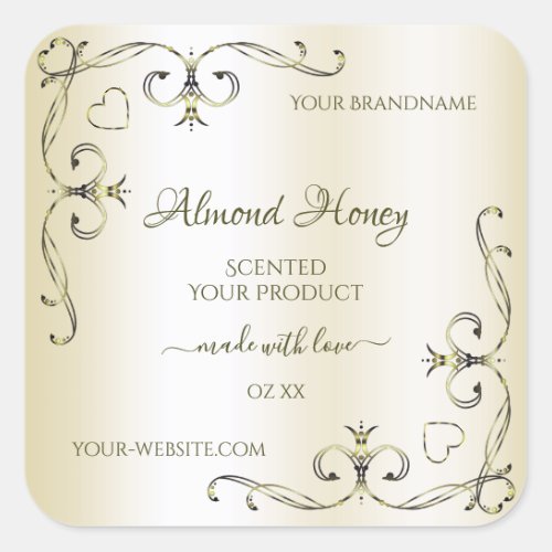 Shimmery Cream Product Labels Ornate Decor Corners
