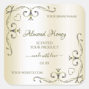 Shimmery Cream Product Labels Ornate Decor Corners