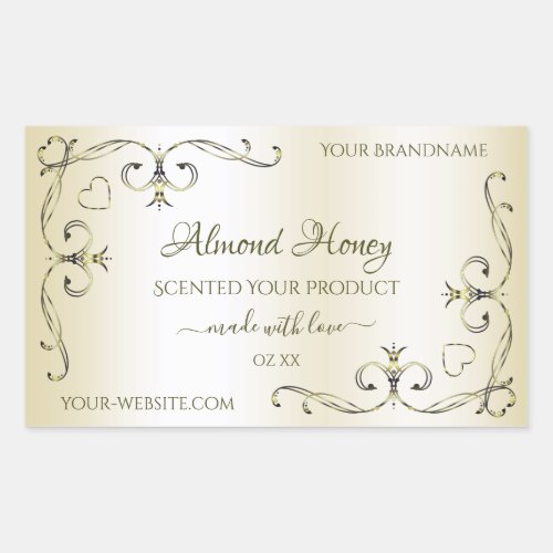 Shimmery Cream Product Labels Ornate Decor Corners