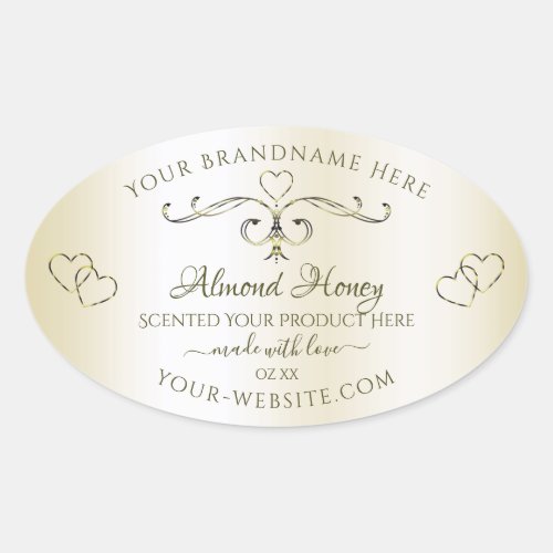 Shimmery Cream Product Labels Ornate Decor Hearts