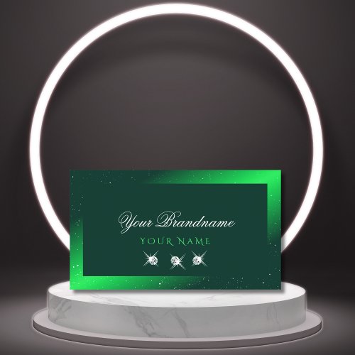 Shimmery Emerald Green Sparkling Diamonds Elegant Business Card