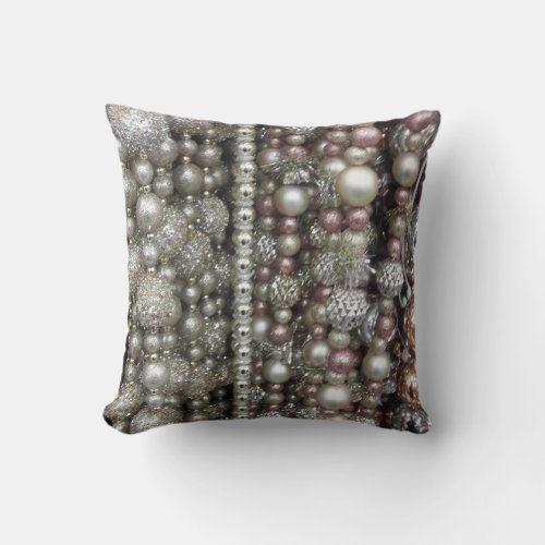 Shimmery Glittery Beads Throw Pillow